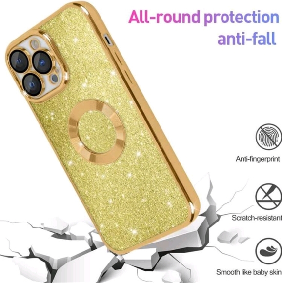 Gold Glitter iPhone 15 case - Picture 3 of 4